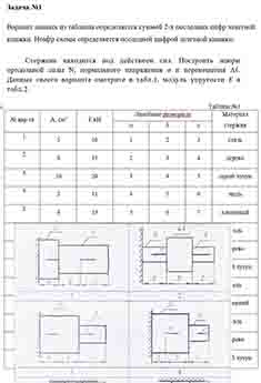 Задача № 1
Стержень находится под действием сил. Построить эпюры продольной силы N, нормального напряжения σ и перемещения Δℓ.
Данные своего варианта смотрите в табл.1, модуль упругости Е в табл....
Задача № 1
Стержень находится под действием сил. Построить эпюры продольной силы N, нормального напряжения σ и перемещения Δℓ.
Данные своего вари...